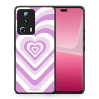 Thumbnail for Θήκη Xiaomi 13 Lite 5G Lilac Hearts από τη Smartfits με σχέδιο στο πίσω μέρος και μαύρο περίβλημα | Xiaomi 13 Lite 5G Lilac Hearts Case with Colorful Back and Black Bezels