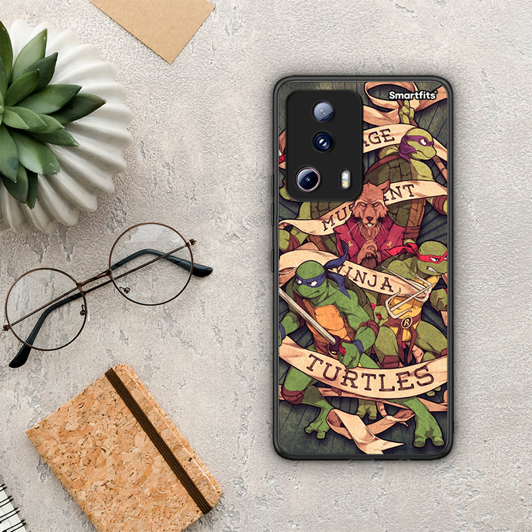 Θήκη Xiaomi 13 Lite 5G Ninja Turtles από τη Smartfits με σχέδιο στο πίσω μέρος και μαύρο περίβλημα | Xiaomi 13 Lite 5G Ninja Turtles Case with Colorful Back and Black Bezels