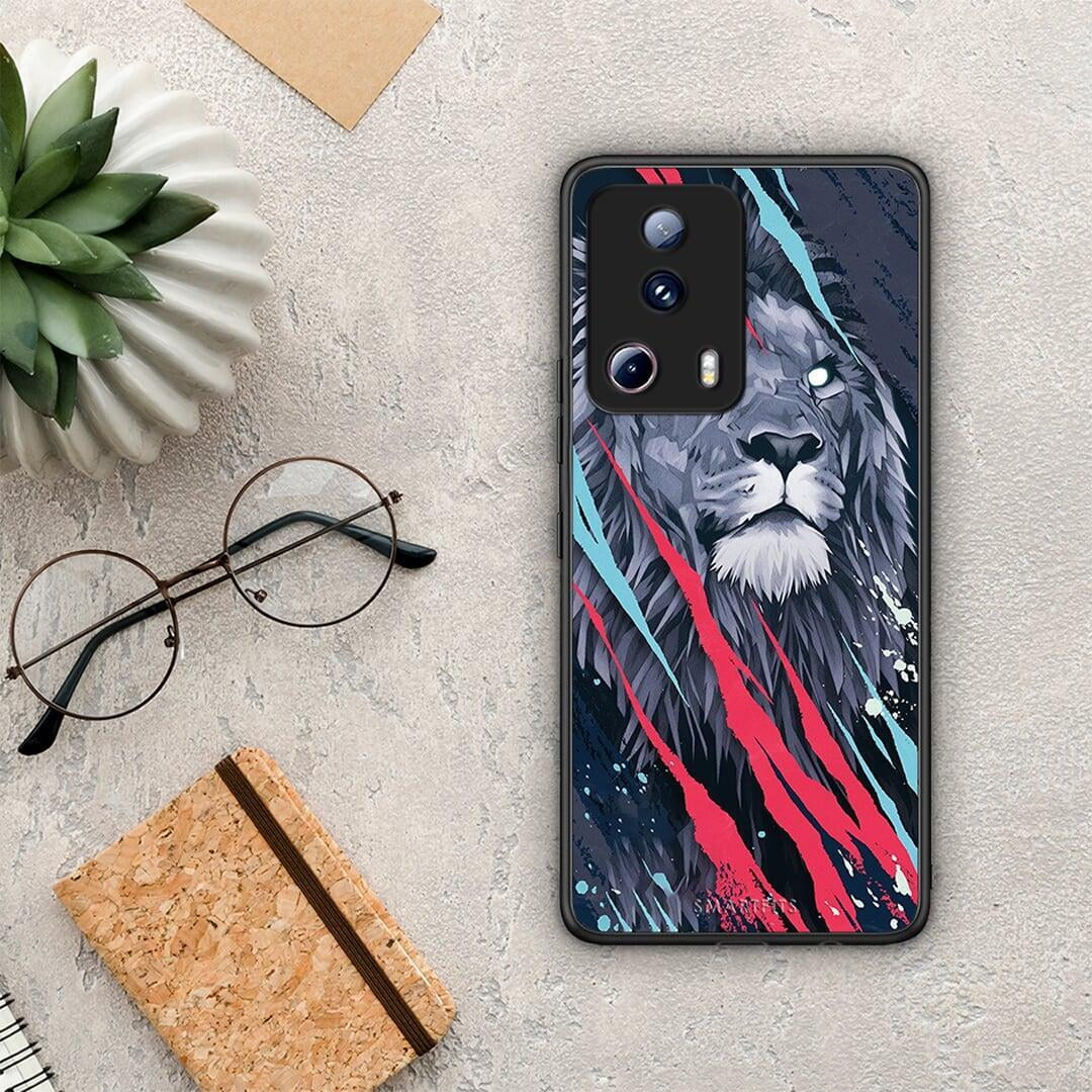 Θήκη Xiaomi 13 Lite 5G PopArt Lion Designer από τη Smartfits με σχέδιο στο πίσω μέρος και μαύρο περίβλημα | Xiaomi 13 Lite 5G PopArt Lion Designer Case with Colorful Back and Black Bezels