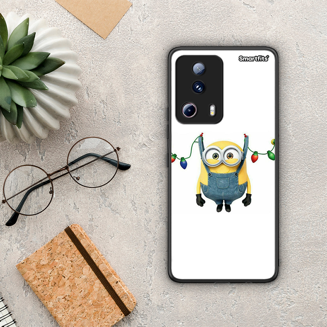 Θήκη Xiaomi 13 Lite 5G Xmas Minion Lights από τη Smartfits με σχέδιο στο πίσω μέρος και μαύρο περίβλημα | Xiaomi 13 Lite 5G Xmas Minion Lights Case with Colorful Back and Black Bezels