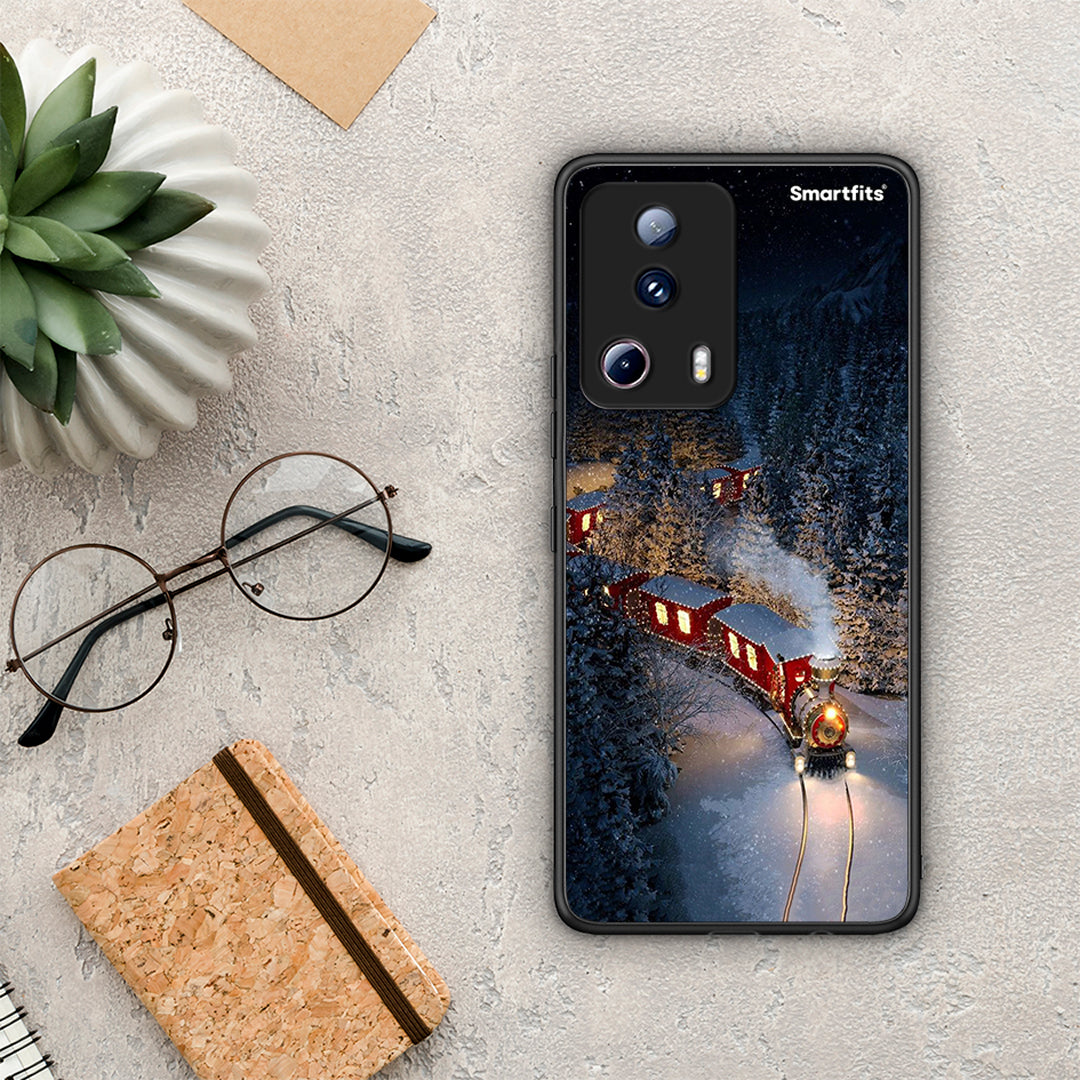 Θήκη Xiaomi 13 Lite 5G Xmas Train από τη Smartfits με σχέδιο στο πίσω μέρος και μαύρο περίβλημα | Xiaomi 13 Lite 5G Xmas Train Case with Colorful Back and Black Bezels