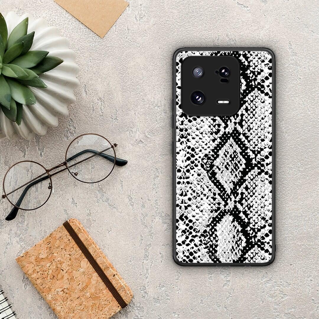 Θήκη Xiaomi 13 Animal White Snake από τη Smartfits με σχέδιο στο πίσω μέρος και μαύρο περίβλημα | Xiaomi 13 Animal White Snake Case with Colorful Back and Black Bezels