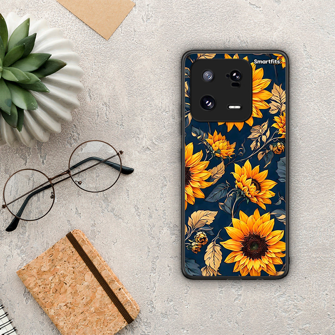 Θήκη Xiaomi 13 Autumn Sunflowers από τη Smartfits με σχέδιο στο πίσω μέρος και μαύρο περίβλημα | Xiaomi 13 Autumn Sunflowers Case with Colorful Back and Black Bezels
