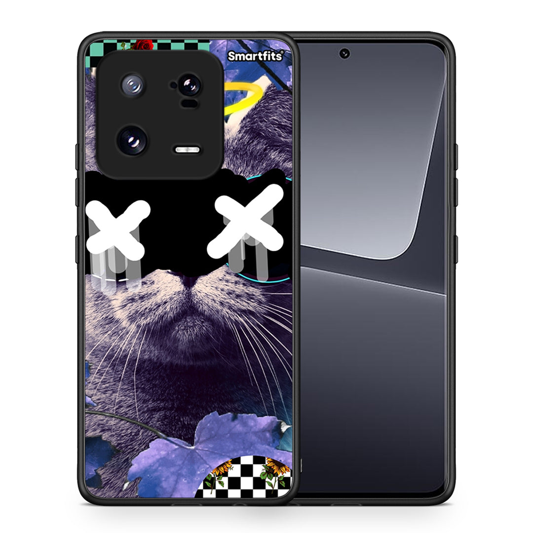 Θήκη Xiaomi 13 Cat Collage από τη Smartfits με σχέδιο στο πίσω μέρος και μαύρο περίβλημα | Xiaomi 13 Cat Collage Case with Colorful Back and Black Bezels