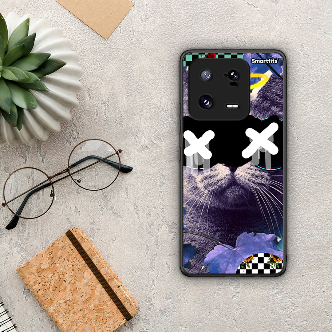 Θήκη Xiaomi 13 Pro Cat Collage από τη Smartfits με σχέδιο στο πίσω μέρος και μαύρο περίβλημα | Xiaomi 13 Pro Cat Collage Case with Colorful Back and Black Bezels