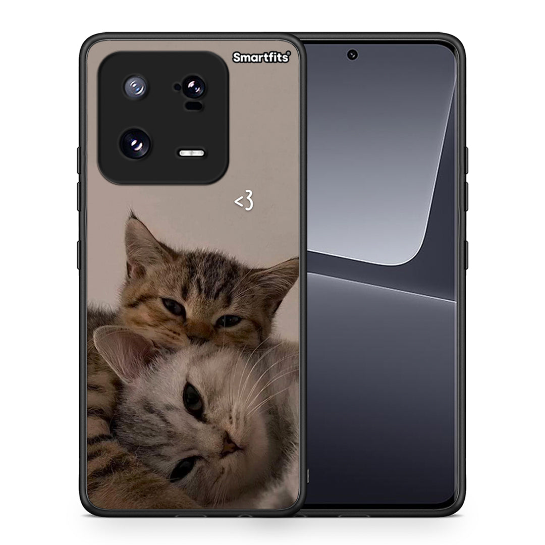 Θήκη Xiaomi 13 Cats In Love από τη Smartfits με σχέδιο στο πίσω μέρος και μαύρο περίβλημα | Xiaomi 13 Cats In Love Case with Colorful Back and Black Bezels