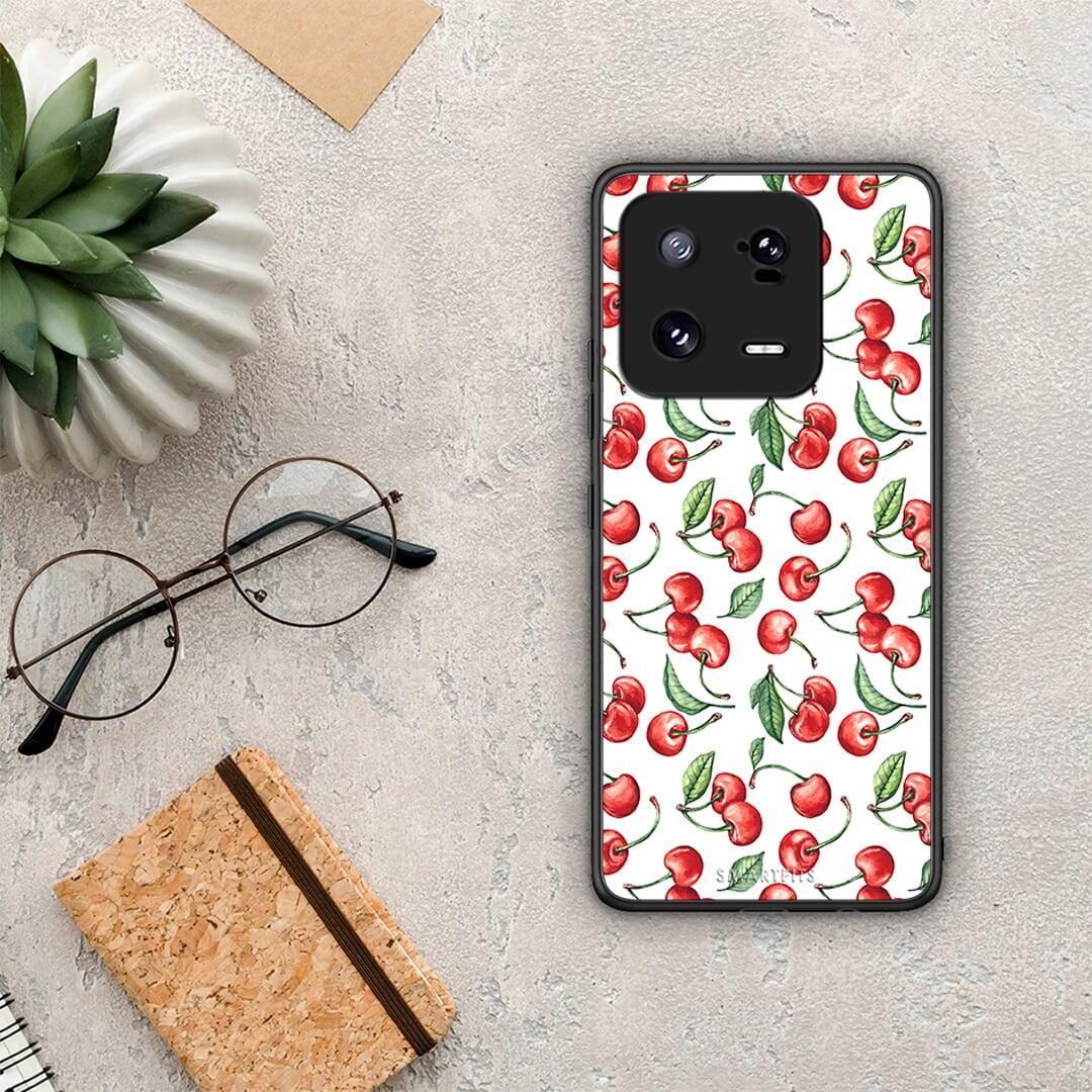Θήκη Xiaomi 13 Cherry Summer από τη Smartfits με σχέδιο στο πίσω μέρος και μαύρο περίβλημα | Xiaomi 13 Cherry Summer Case with Colorful Back and Black Bezels