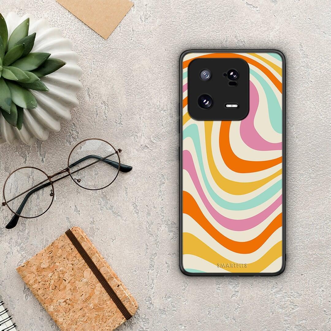 Θήκη Xiaomi 13 Colourful Waves από τη Smartfits με σχέδιο στο πίσω μέρος και μαύρο περίβλημα | Xiaomi 13 Colourful Waves Case with Colorful Back and Black Bezels