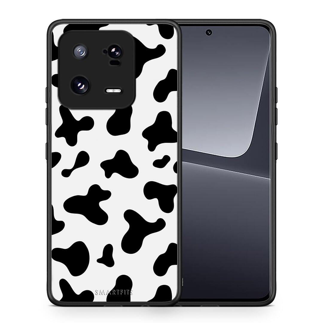 Θήκη Xiaomi 13 Cow Print από τη Smartfits με σχέδιο στο πίσω μέρος και μαύρο περίβλημα | Xiaomi 13 Cow Print Case with Colorful Back and Black Bezels