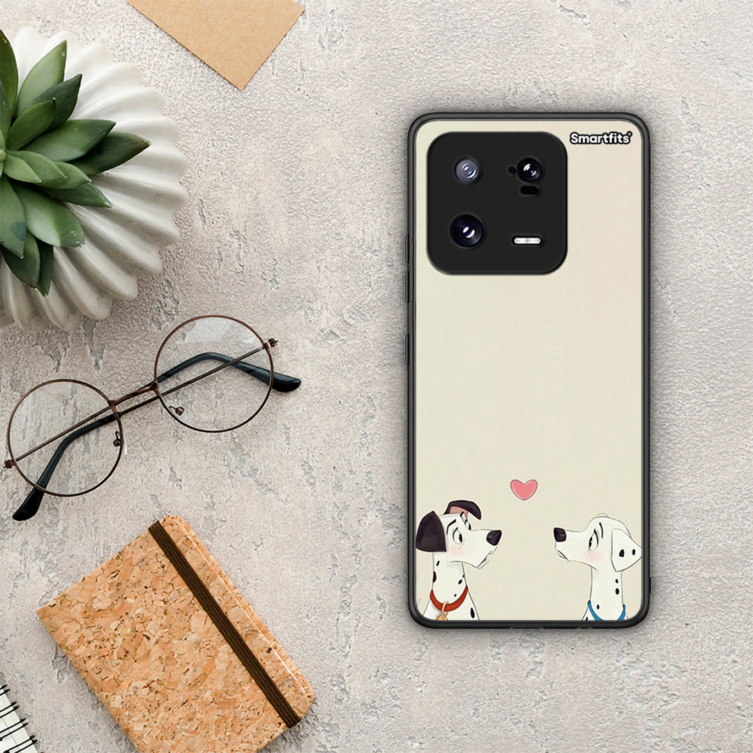 Θήκη Xiaomi 13 Dalmatians Love από τη Smartfits με σχέδιο στο πίσω μέρος και μαύρο περίβλημα | Xiaomi 13 Dalmatians Love Case with Colorful Back and Black Bezels