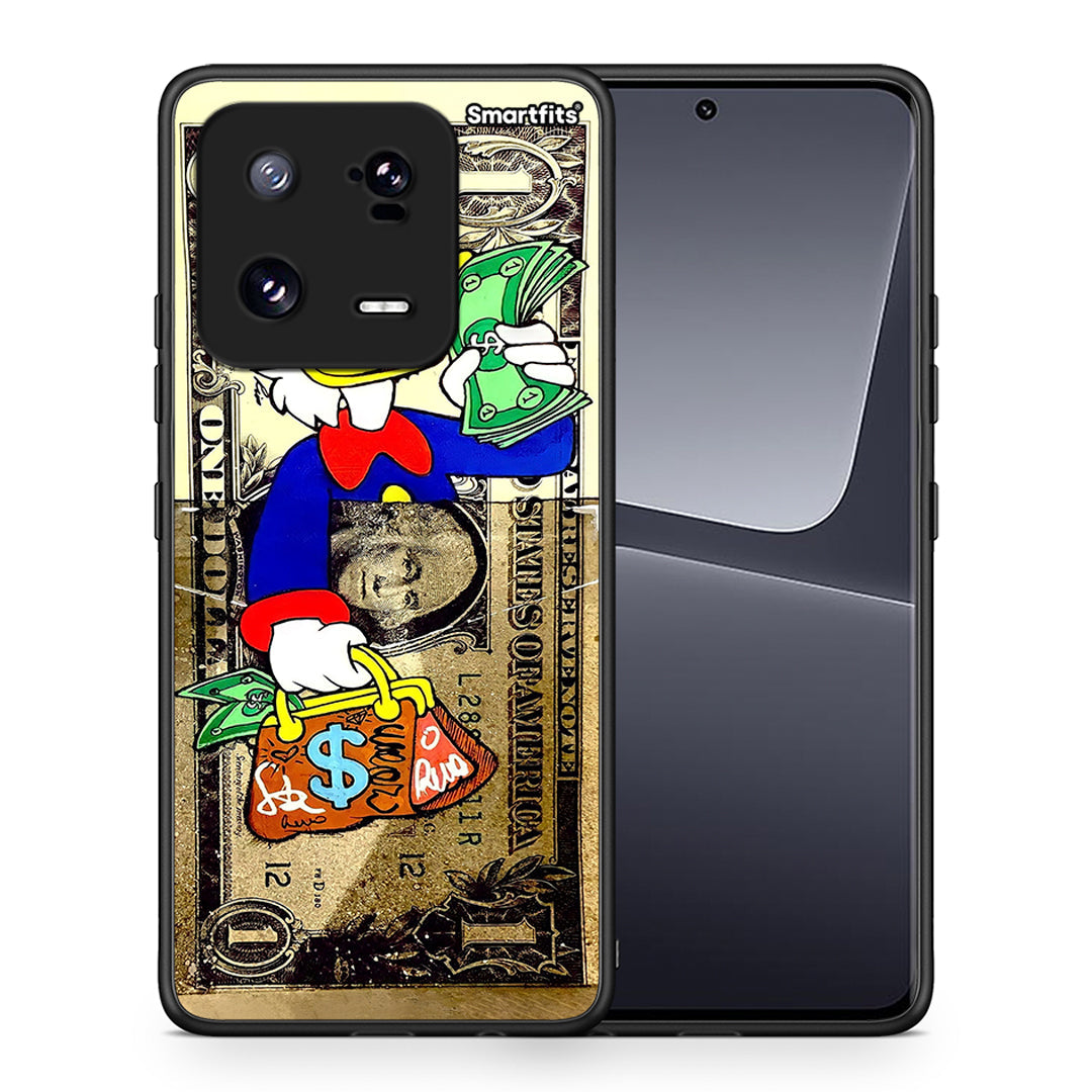 Θήκη Xiaomi 13 Duck Money από τη Smartfits με σχέδιο στο πίσω μέρος και μαύρο περίβλημα | Xiaomi 13 Duck Money Case with Colorful Back and Black Bezels