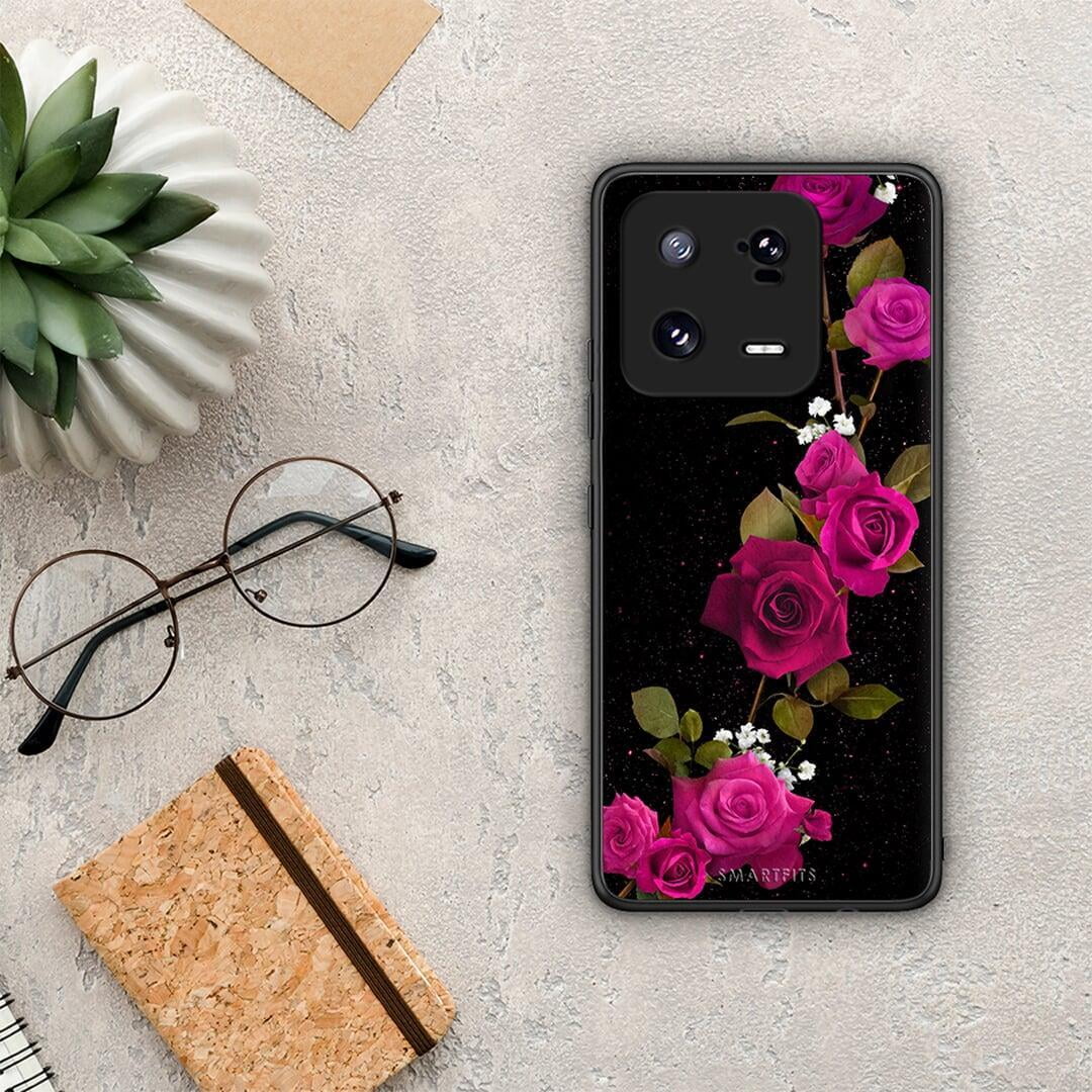 Θήκη Xiaomi 13 Flower Red Roses από τη Smartfits με σχέδιο στο πίσω μέρος και μαύρο περίβλημα | Xiaomi 13 Flower Red Roses Case with Colorful Back and Black Bezels