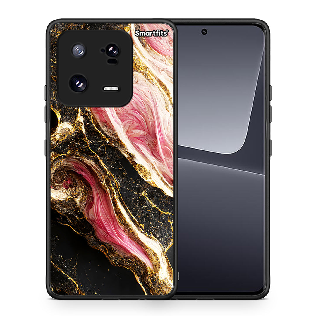 Θήκη Xiaomi 13 Pro Glamorous Pink Marble από τη Smartfits με σχέδιο στο πίσω μέρος και μαύρο περίβλημα | Xiaomi 13 Pro Glamorous Pink Marble Case with Colorful Back and Black Bezels