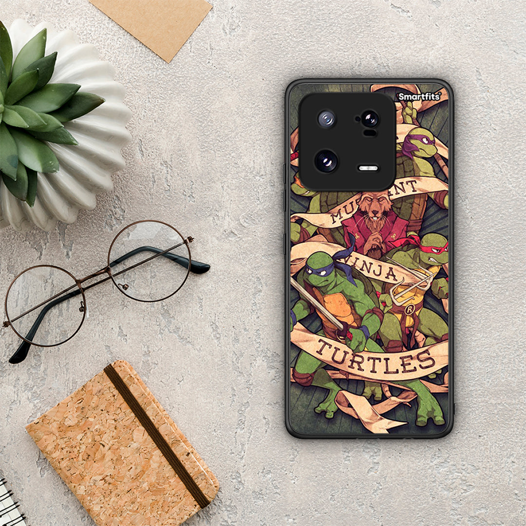 Θήκη Xiaomi 13 Ninja Turtles από τη Smartfits με σχέδιο στο πίσω μέρος και μαύρο περίβλημα | Xiaomi 13 Ninja Turtles Case with Colorful Back and Black Bezels