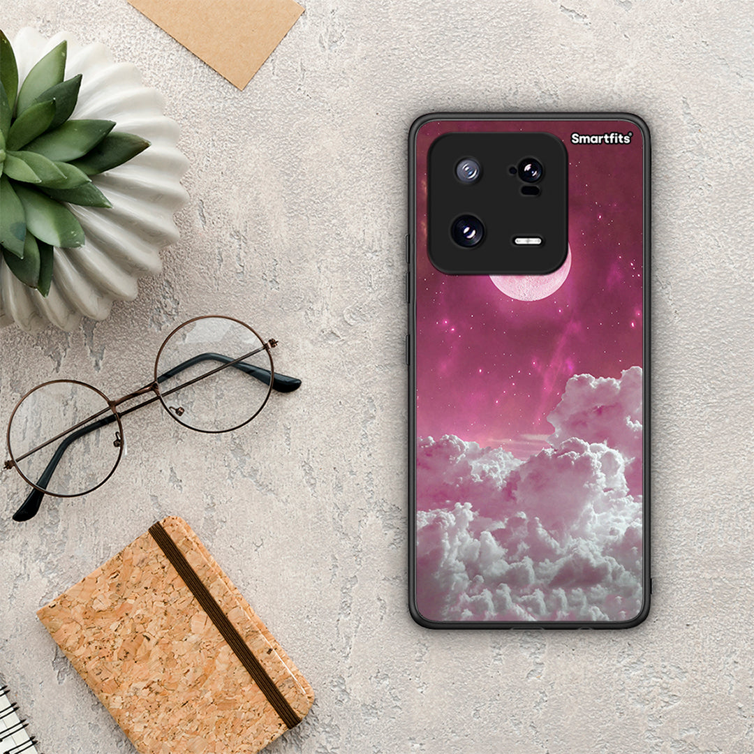 Θήκη Xiaomi 13 Pro Pink Moon από τη Smartfits με σχέδιο στο πίσω μέρος και μαύρο περίβλημα | Xiaomi 13 Pro Pink Moon Case with Colorful Back and Black Bezels