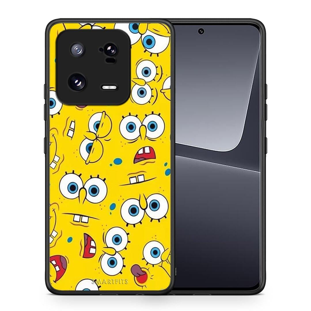 Θήκη Xiaomi 13 PopArt Sponge από τη Smartfits με σχέδιο στο πίσω μέρος και μαύρο περίβλημα | Xiaomi 13 PopArt Sponge Case with Colorful Back and Black Bezels