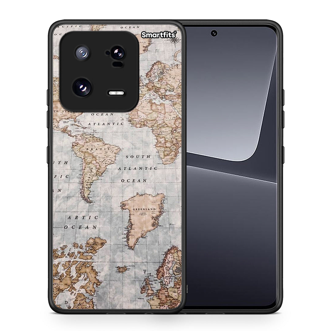 Θήκη Xiaomi 13 World Map από τη Smartfits με σχέδιο στο πίσω μέρος και μαύρο περίβλημα | Xiaomi 13 World Map Case with Colorful Back and Black Bezels