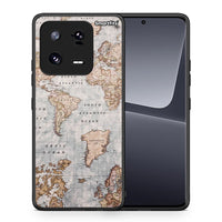 Thumbnail for Θήκη Xiaomi 13 World Map από τη Smartfits με σχέδιο στο πίσω μέρος και μαύρο περίβλημα | Xiaomi 13 World Map Case with Colorful Back and Black Bezels