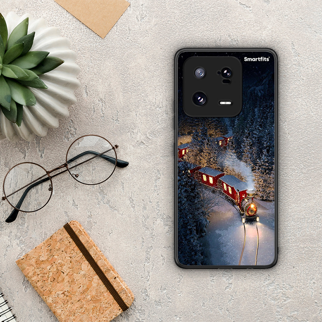 Θήκη Xiaomi 13 Xmas Train από τη Smartfits με σχέδιο στο πίσω μέρος και μαύρο περίβλημα | Xiaomi 13 Xmas Train Case with Colorful Back and Black Bezels