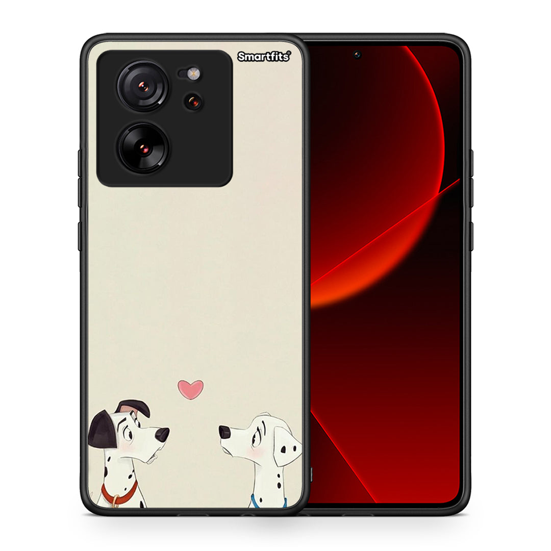 Θήκη Xiaomi 13T Dalmatians Love από τη Smartfits με σχέδιο στο πίσω μέρος και μαύρο περίβλημα | Xiaomi 13T Dalmatians Love case with colorful back and black bezels