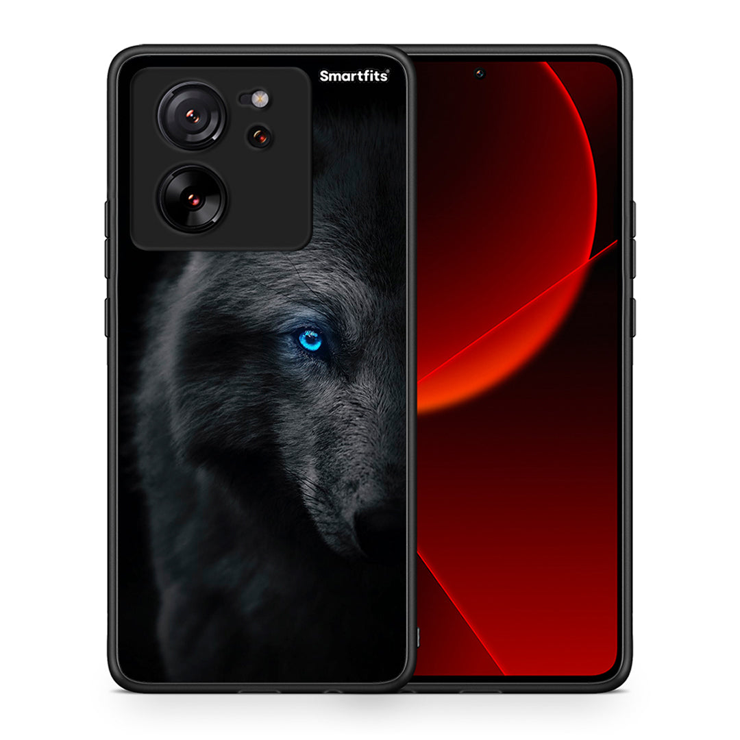 Θήκη Xiaomi 13T Dark Wolf από τη Smartfits με σχέδιο στο πίσω μέρος και μαύρο περίβλημα | Xiaomi 13T Dark Wolf case with colorful back and black bezels