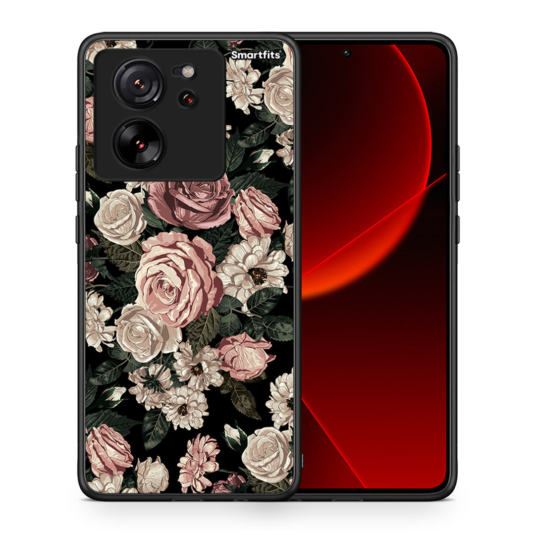 Θήκη Xiaomi 13T Wild Roses Flower από τη Smartfits με σχέδιο στο πίσω μέρος και μαύρο περίβλημα | Xiaomi 13T Wild Roses Flower case with colorful back and black bezels