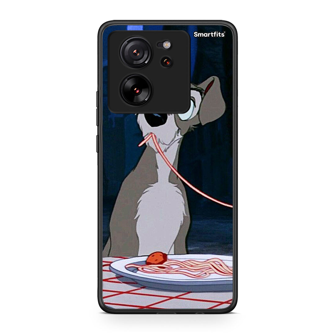 Xiaomi 13T Lady And Tramp 1 Θήκη Αγίου Βαλεντίνου από τη Smartfits με σχέδιο στο πίσω μέρος και μαύρο περίβλημα | Smartphone case with colorful back and black bezels by Smartfits