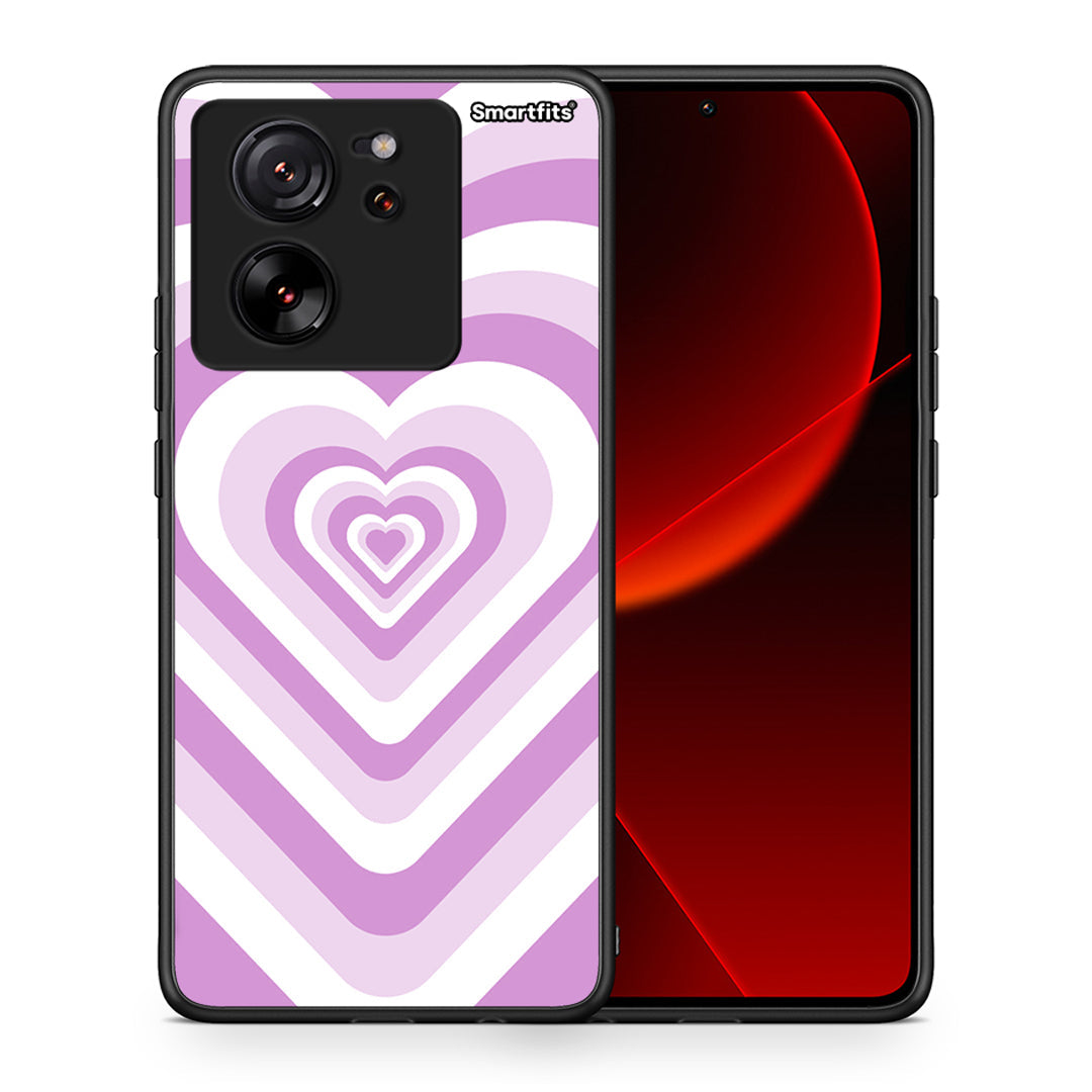 Θήκη Xiaomi 13T Lilac Hearts από τη Smartfits με σχέδιο στο πίσω μέρος και μαύρο περίβλημα | Xiaomi 13T Lilac Hearts case with colorful back and black bezels