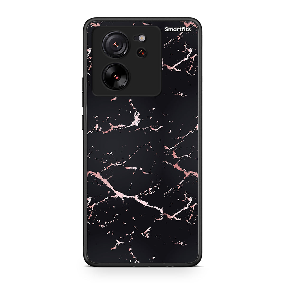 4 - Xiaomi 13T Black Rosegold Marble case, cover, bumper