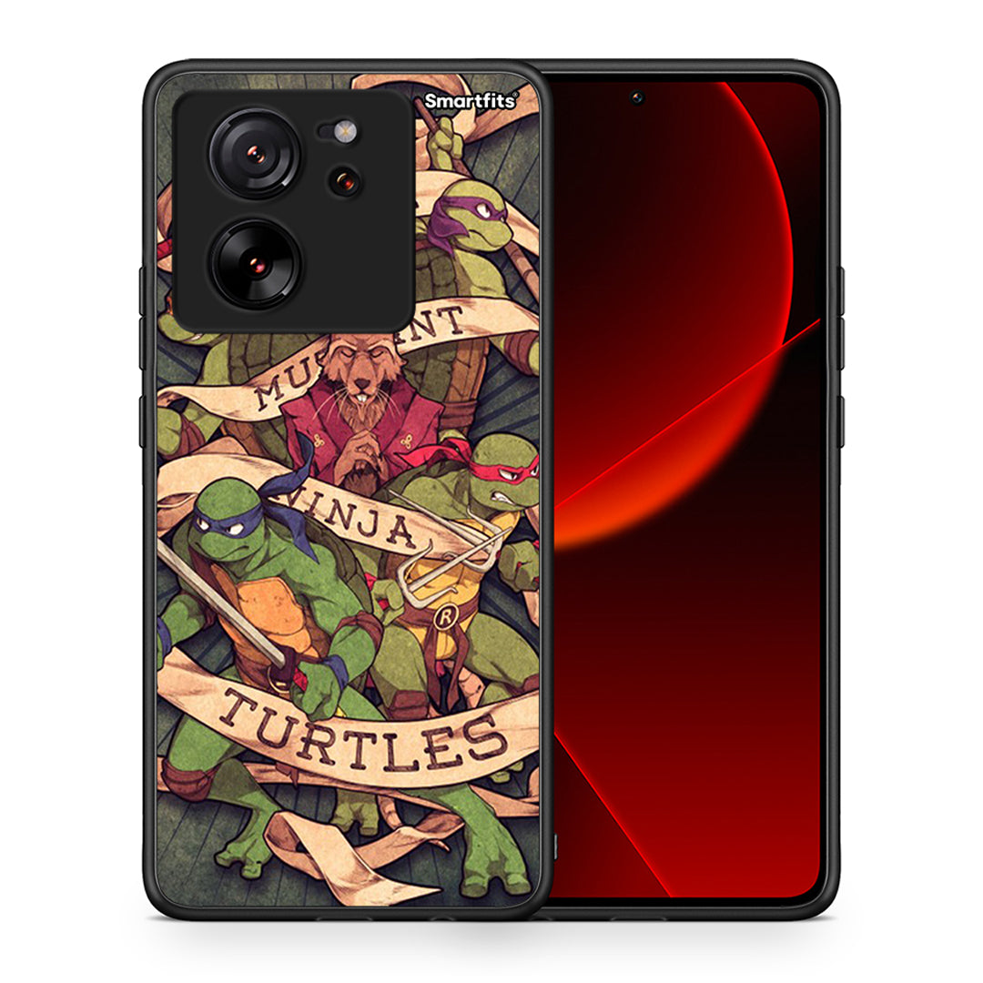 Θήκη Xiaomi 13T Ninja Turtles από τη Smartfits με σχέδιο στο πίσω μέρος και μαύρο περίβλημα | Xiaomi 13T Ninja Turtles case with colorful back and black bezels