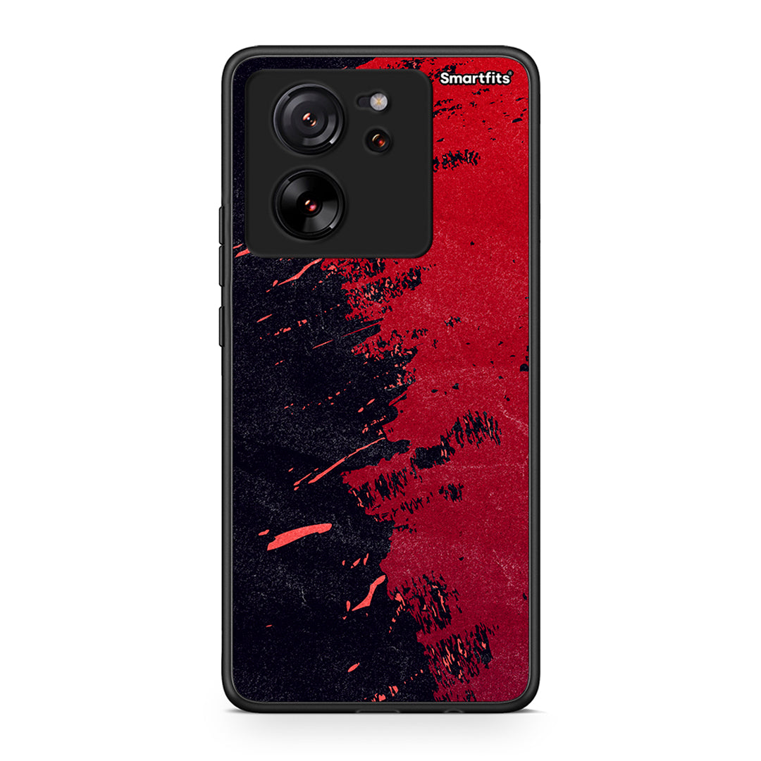 Xiaomi 13T Red Paint Θήκη Αγίου Βαλεντίνου από τη Smartfits με σχέδιο στο πίσω μέρος και μαύρο περίβλημα | Smartphone case with colorful back and black bezels by Smartfits