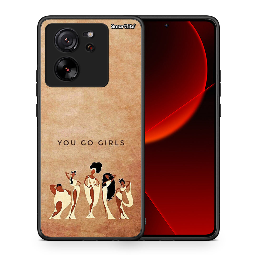 Θήκη Xiaomi 13T You Go Girl από τη Smartfits με σχέδιο στο πίσω μέρος και μαύρο περίβλημα | Xiaomi 13T You Go Girl case with colorful back and black bezels