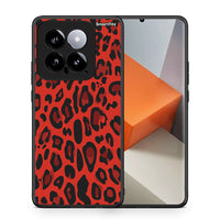 Thumbnail for Θήκη Xiaomi 14 5G Red Leopard Animal από τη Smartfits με σχέδιο στο πίσω μέρος και μαύρο περίβλημα | Xiaomi 14 5G Red Leopard Animal case with colorful back and black bezels