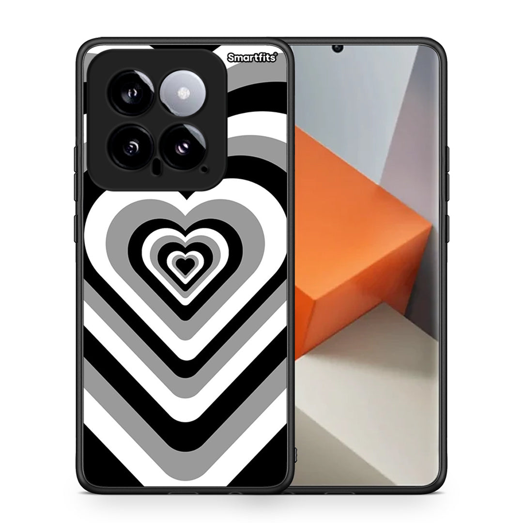 Θήκη Xiaomi 14 5G Black Hearts από τη Smartfits με σχέδιο στο πίσω μέρος και μαύρο περίβλημα | Xiaomi 14 5G Black Hearts case with colorful back and black bezels
