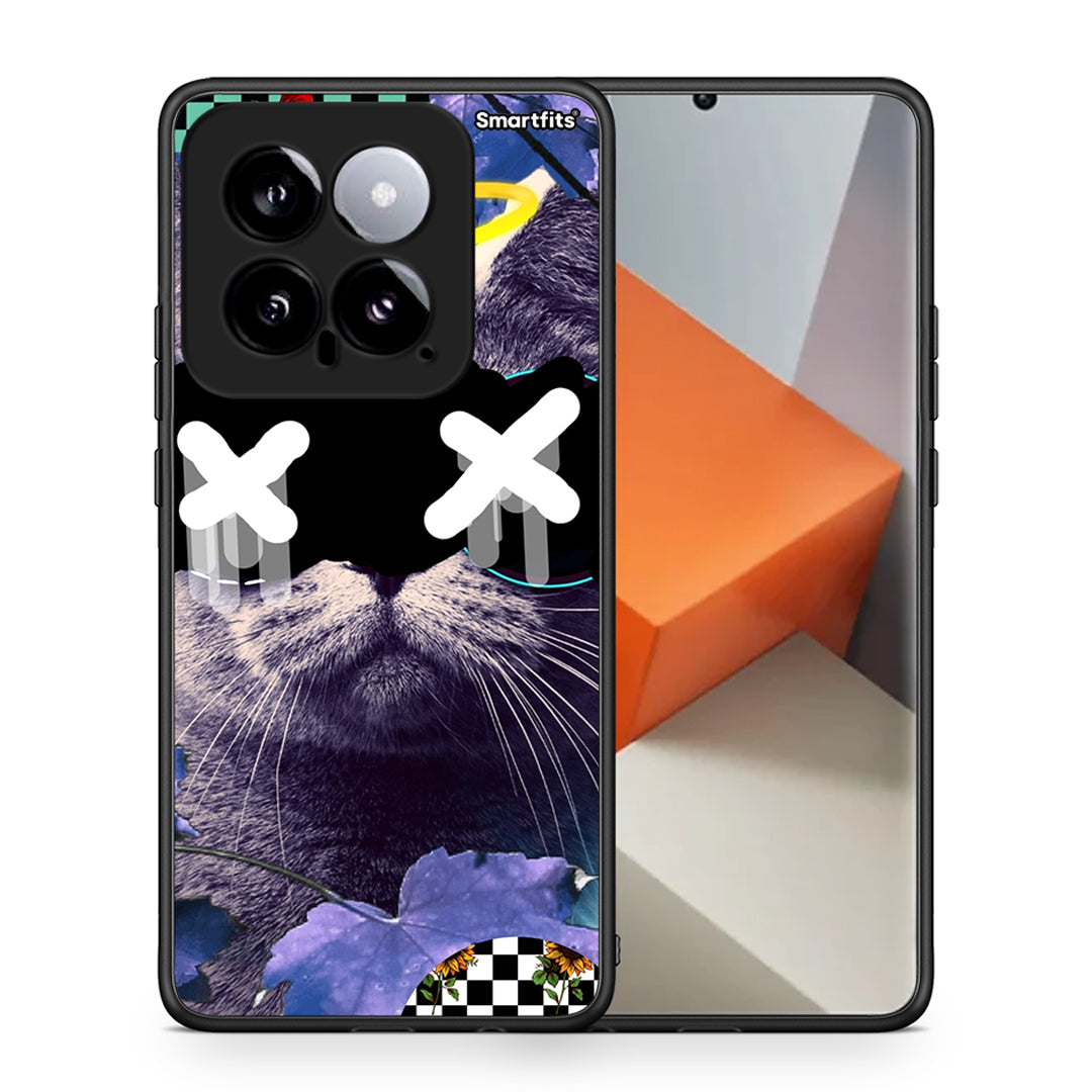 Θήκη Xiaomi 14 5G Cat Collage από τη Smartfits με σχέδιο στο πίσω μέρος και μαύρο περίβλημα | Xiaomi 14 5G Cat Collage case with colorful back and black bezels