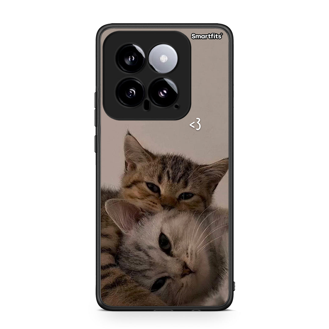 Xiaomi 14 5G Cats In Love Θήκη από τη Smartfits με σχέδιο στο πίσω μέρος και μαύρο περίβλημα | Smartphone case with colorful back and black bezels by Smartfits