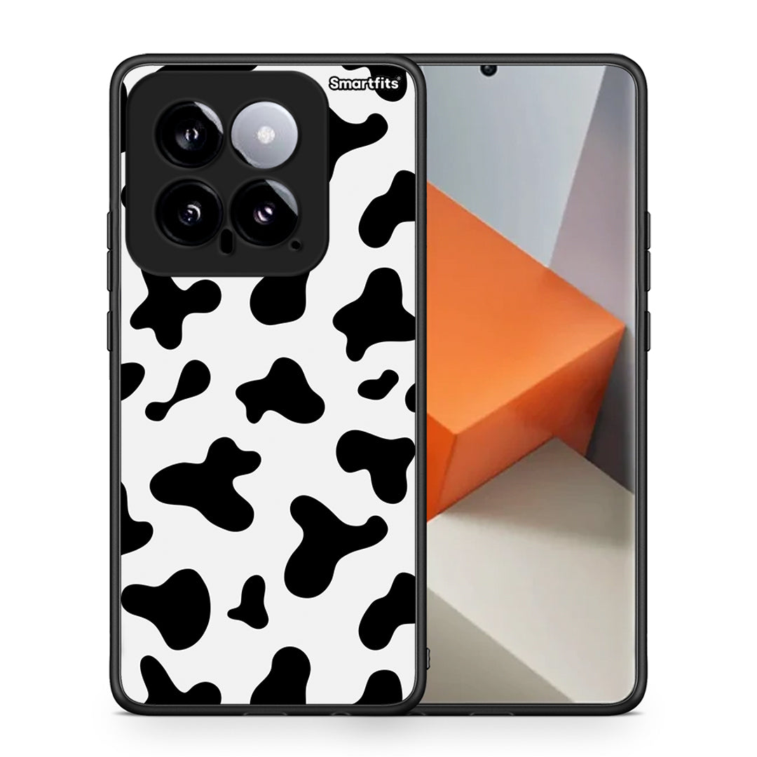 Θήκη Xiaomi 14 5G Cow Print από τη Smartfits με σχέδιο στο πίσω μέρος και μαύρο περίβλημα | Xiaomi 14 5G Cow Print case with colorful back and black bezels