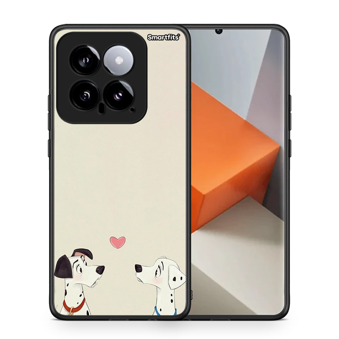 Θήκη Xiaomi 14 5G Dalmatians Love από τη Smartfits με σχέδιο στο πίσω μέρος και μαύρο περίβλημα | Xiaomi 14 5G Dalmatians Love case with colorful back and black bezels