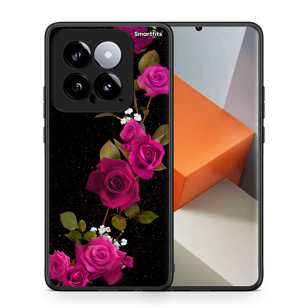 Θήκη Xiaomi 14 5G Red Roses Flower από τη Smartfits με σχέδιο στο πίσω μέρος και μαύρο περίβλημα | Xiaomi 14 5G Red Roses Flower case with colorful back and black bezels