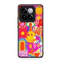 Thumbnail for Xiaomi 14 5G Hippie Love θήκη από τη Smartfits με σχέδιο στο πίσω μέρος και μαύρο περίβλημα | Smartphone case with colorful back and black bezels by Smartfits