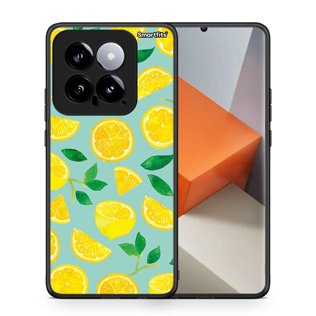 Θήκη Xiaomi 14 5G Lemons από τη Smartfits με σχέδιο στο πίσω μέρος και μαύρο περίβλημα | Xiaomi 14 5G Lemons case with colorful back and black bezels