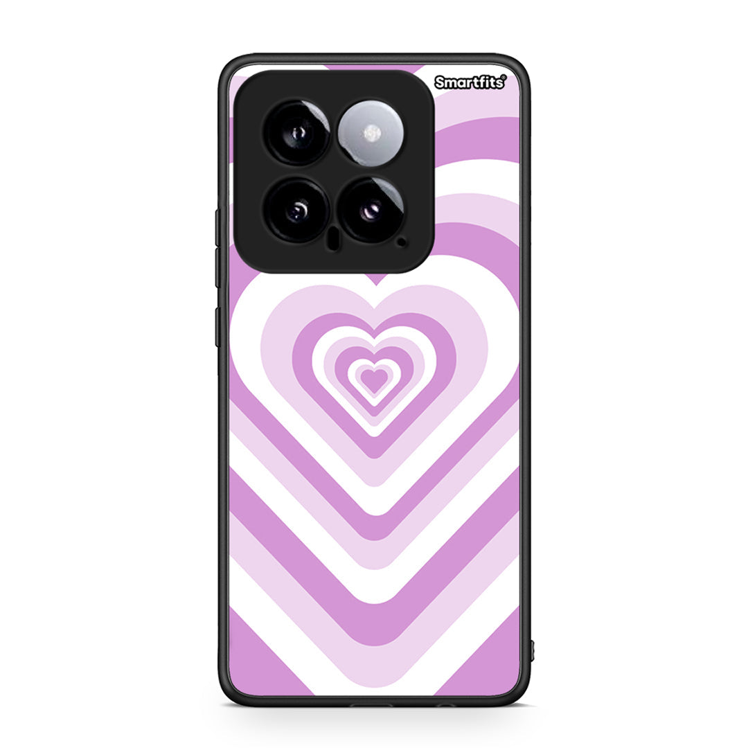 Xiaomi 14 5G Lilac Hearts θήκη από τη Smartfits με σχέδιο στο πίσω μέρος και μαύρο περίβλημα | Smartphone case with colorful back and black bezels by Smartfits