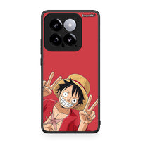 Thumbnail for Xiaomi 14 5G Pirate Luffy Θήκη από τη Smartfits με σχέδιο στο πίσω μέρος και μαύρο περίβλημα | Smartphone case with colorful back and black bezels by Smartfits