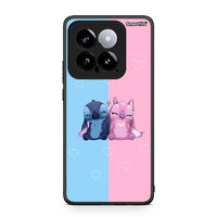 Thumbnail for Xiaomi 14 5G Stitch And Angel θήκη από τη Smartfits με σχέδιο στο πίσω μέρος και μαύρο περίβλημα | Smartphone case with colorful back and black bezels by Smartfits