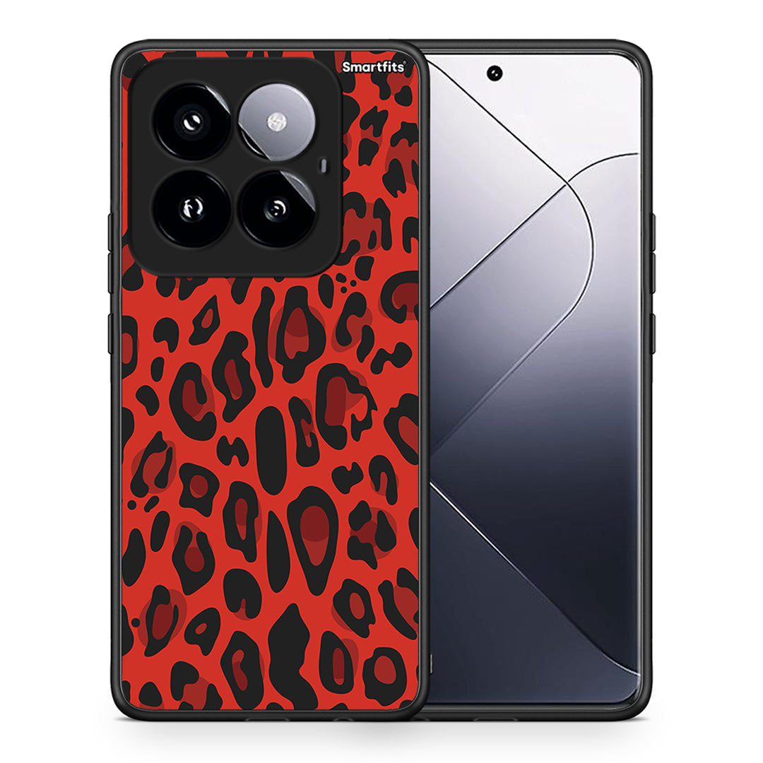 Θήκη Xiaomi 14 Pro 5G Red Leopard Animal από τη Smartfits με σχέδιο στο πίσω μέρος και μαύρο περίβλημα | Xiaomi 14 Pro 5G Red Leopard Animal case with colorful back and black bezels