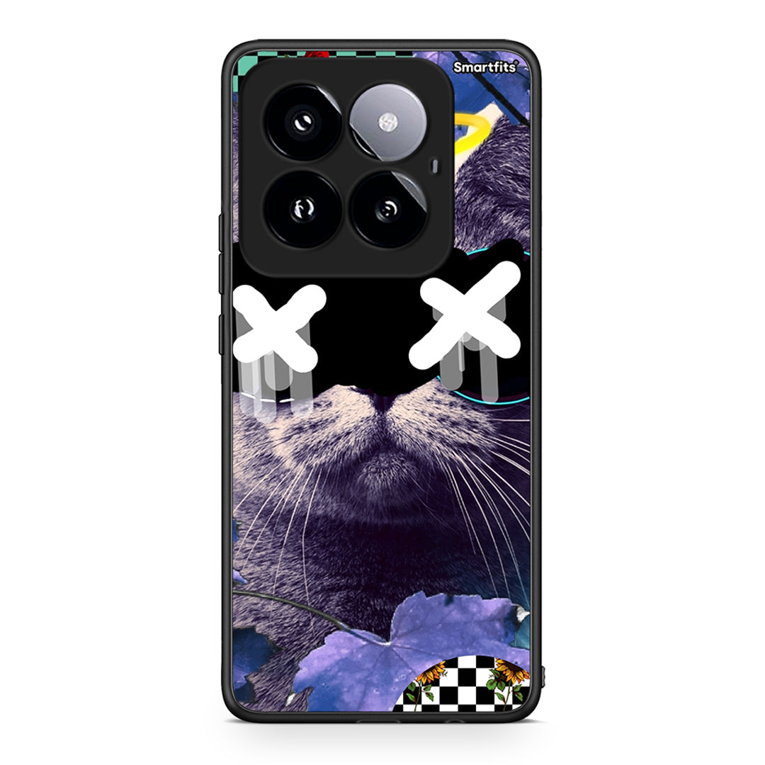 Xiaomi 14 Pro 5G Cat Collage θήκη από τη Smartfits με σχέδιο στο πίσω μέρος και μαύρο περίβλημα | Smartphone case with colorful back and black bezels by Smartfits