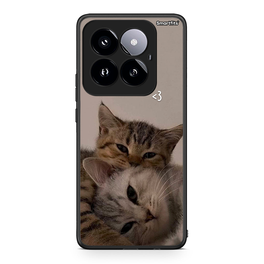 Xiaomi 14 Pro 5G Cats In Love Θήκη από τη Smartfits με σχέδιο στο πίσω μέρος και μαύρο περίβλημα | Smartphone case with colorful back and black bezels by Smartfits