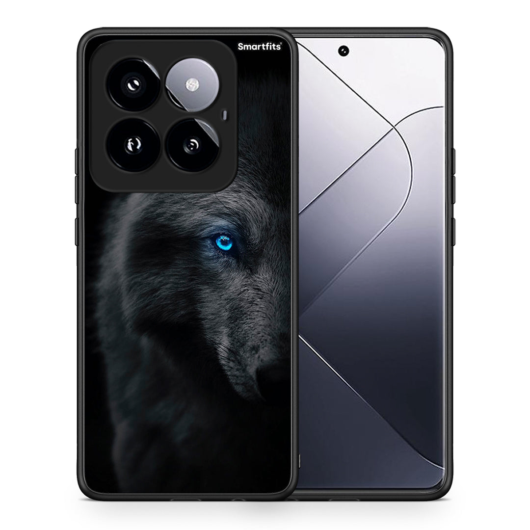 Θήκη Xiaomi 14 Pro 5G Dark Wolf από τη Smartfits με σχέδιο στο πίσω μέρος και μαύρο περίβλημα | Xiaomi 14 Pro 5G Dark Wolf case with colorful back and black bezels