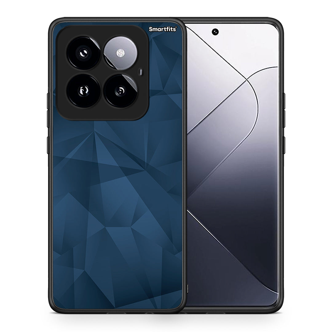 Θήκη Xiaomi 14 Pro 5G Blue Abstract Geometric από τη Smartfits με σχέδιο στο πίσω μέρος και μαύρο περίβλημα | Xiaomi 14 Pro 5G Blue Abstract Geometric case with colorful back and black bezels