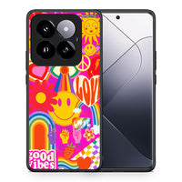 Thumbnail for Θήκη Xiaomi 14 Pro 5G Hippie Love από τη Smartfits με σχέδιο στο πίσω μέρος και μαύρο περίβλημα | Xiaomi 14 Pro 5G Hippie Love case with colorful back and black bezels